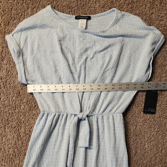 Blue Cap Sleeve Sundress with Crew Neck - Picture 4 of 6